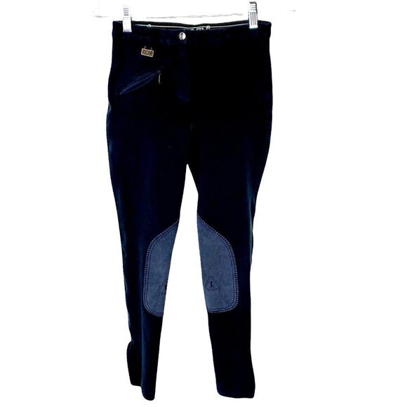 Equestrian ELT Riding Pants Leg Patches Horse Ladies Blue 24/XS 1-25 - Picture 1 of 9